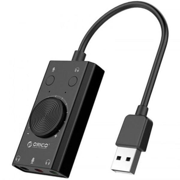 Sc2 External Usb Sound Card Mic Adapter Speaker 3.5Mm Jack Stereo Audio Cable Headset Volume Adjustment Free Drive For Pc Black