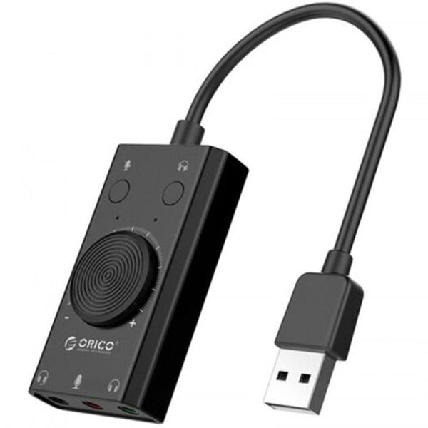 Sc2 External Usb Sound Card Mic Adapter 3.5Mm Jack Stereo Headset Volume Adjustment Free Drive For Pc Black Sound Cards (External)