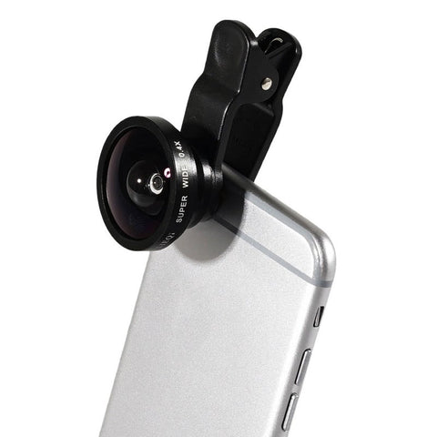 Original 3 In 1 Super Wide Angle 0.4X Fish Eye 180 Degree Macro 10X Photo Lens For Iphone 6S Plus Samsung S7 S6 Edge Mobile Phones Ipad Notebook Pc Tablet Black
