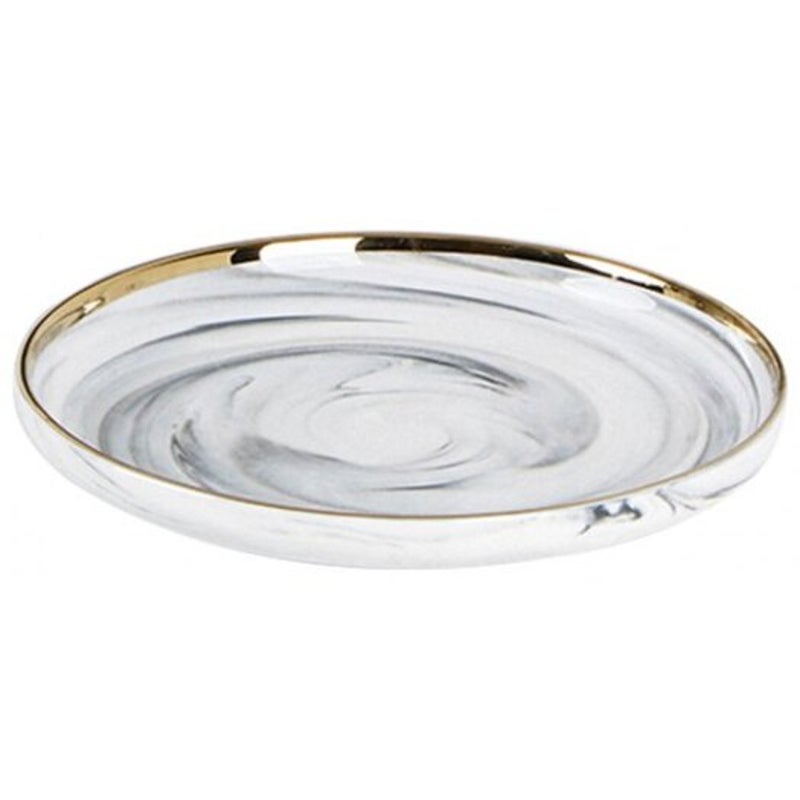 Originality Golden Edge Marbling Ceramics Dinner Plate Household Tray Silk White Trays