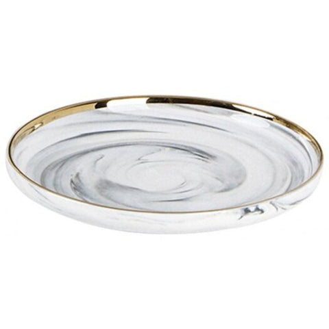 Originality Golden Edge Marbling Ceramics Dinner Plate Household Tray Silk White Trays