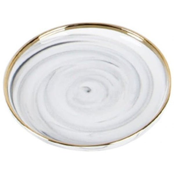 Originality Golden Edge Marbling Ceramics Dinner Plate Household Tray Silk White Trays