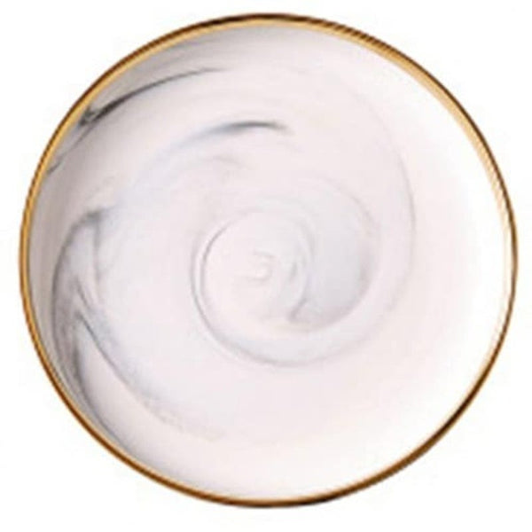 Originality Golden Edge Marbling Ceramics Dinner Plate Household Tray Silk White Trays