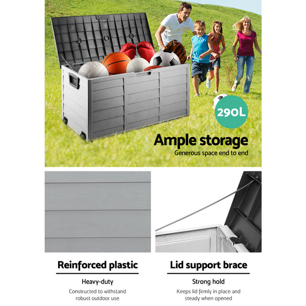 Gardeon 290L Outdoor Storage Box Black Storage Deck Boxes