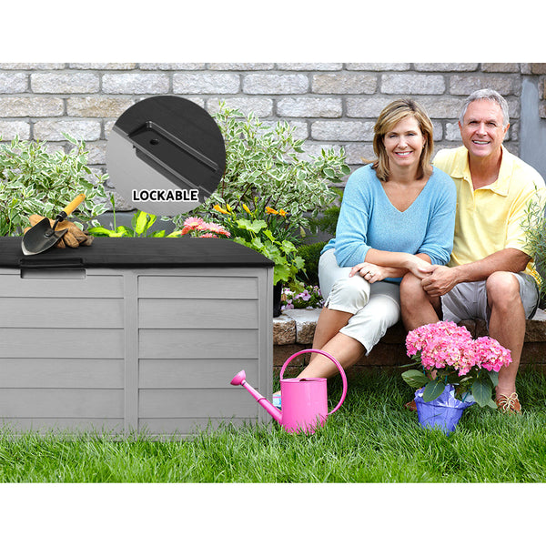 Gardeon 290L Outdoor Storage Box Black Storage Deck Boxes