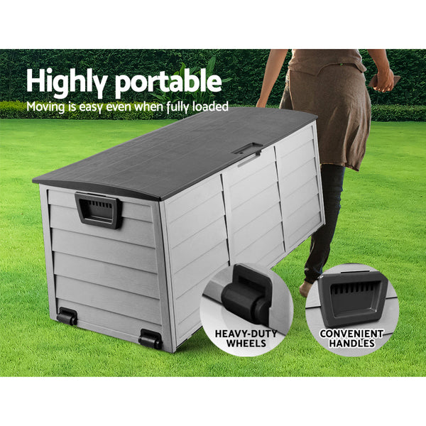 Gardeon 290L Outdoor Storage Box Black Storage Deck Boxes