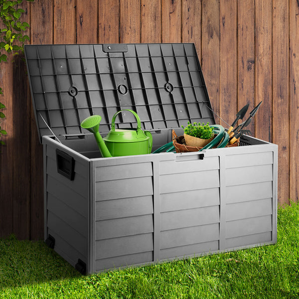 Gardeon 290L Outdoor Storage Box Black Storage Deck Boxes