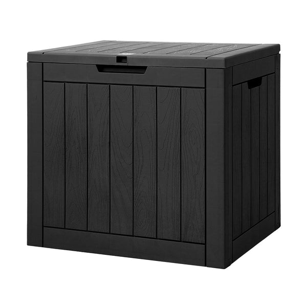 Gardeon Outdoor Storage Box 118L Container Lockable Indoor Garden Toy Tool Shed Black Storage Deck Boxes