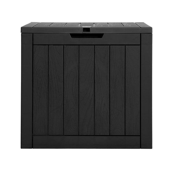 Gardeon Outdoor Storage Box 118L Container Lockable Indoor Garden Toy Tool Shed Black Storage Deck Boxes