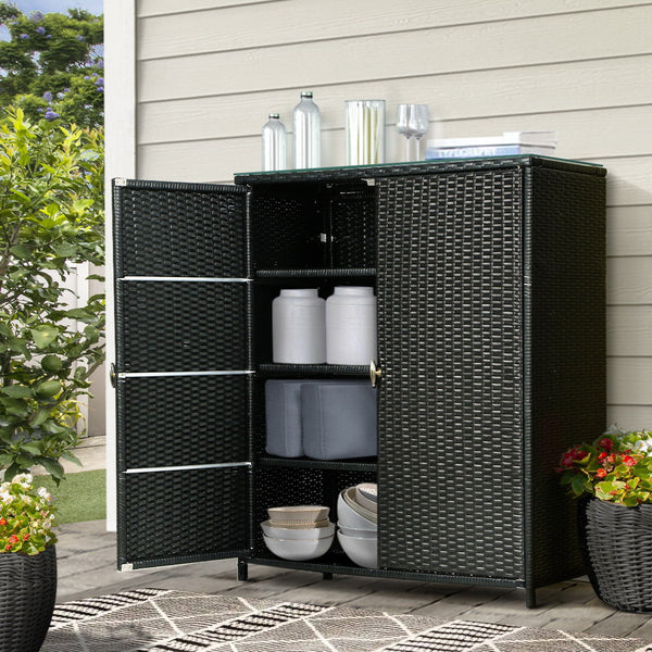 Gardeon Outdoor Storage Cabinet Box Garage Wicker Shelf Chest Garden Shed Tools Storage Deck Boxes