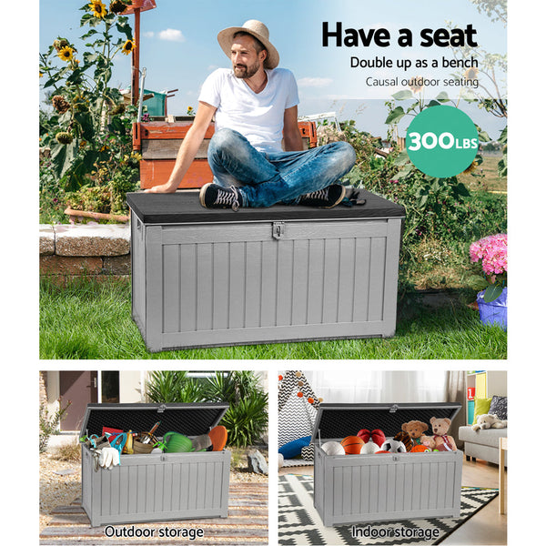 Gardeon Outdoor Storage Box Bench Seat 190L Storage Deck Boxes