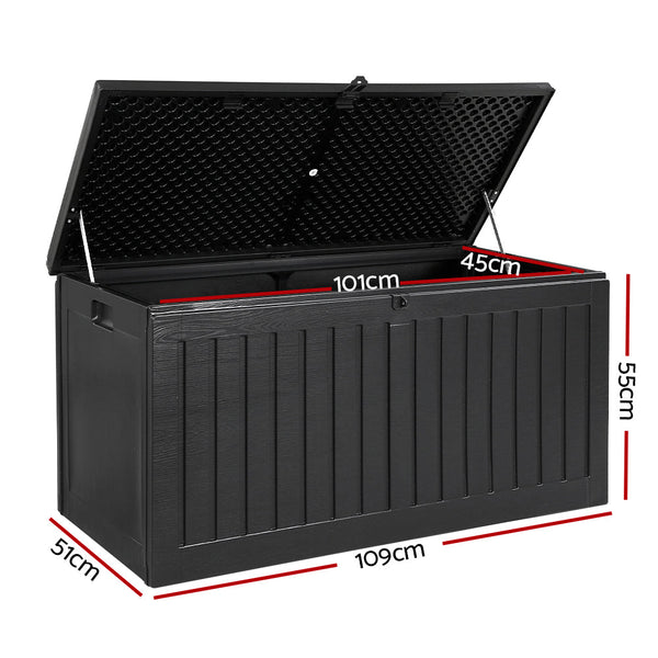 Gardeon Outdoor Storage Box Container Garden Toy Indoor Tool Chest Sheds 270L Black Storage Deck Boxes