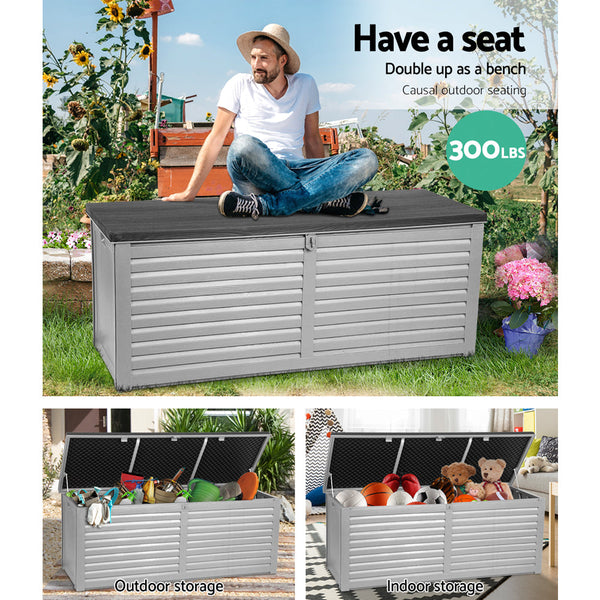 Gardeon Outdoor Storage Box Bench Seat 390L Storage Deck Boxes