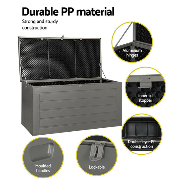 Gardeon Outdoor Storage Box 680L Container Indoor Garden Bench Tool Sheds Chest Storage Deck Boxes