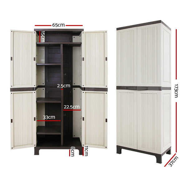 Gardeon Outdoor Storage Cabinet Lockable Cupboard Garage 173Cm Cabinets & Cupboards