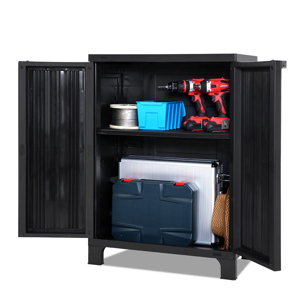 Gardeon Outdoor Storage Cabinet Cupboard Lockable Garden Sheds Black Cabinets & Cupboards