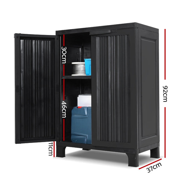 Gardeon Outdoor Storage Cabinet Cupboard Lockable Garden Sheds Black Cabinets & Cupboards
