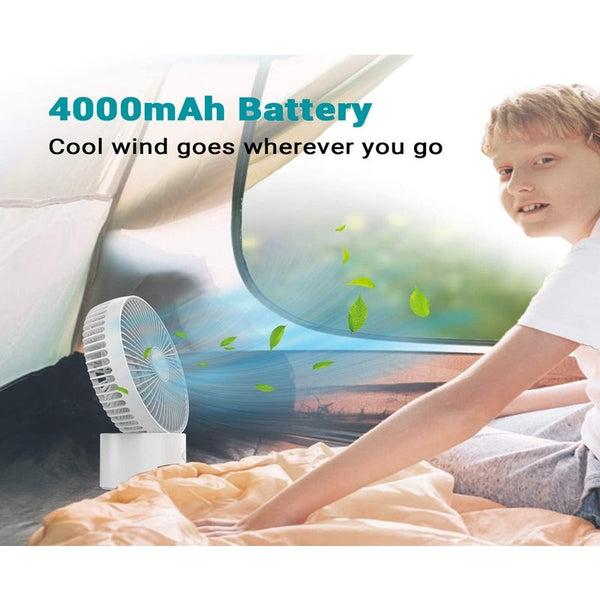 Oscillating Desk Fan 8 Inch Usb Table With Speeds Rechargeable Battery Operated Dial Switch For Desktop Office Bedside Bedroom White Portable Fans