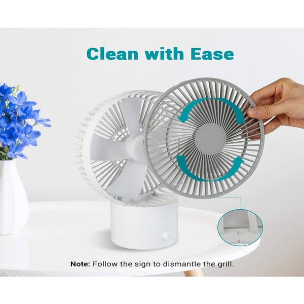 Oscillating Desk Fan 8 Inch Usb Table With Speeds Rechargeable Battery Operated Dial Switch For Desktop Office Bedside Bedroom White Portable Fans