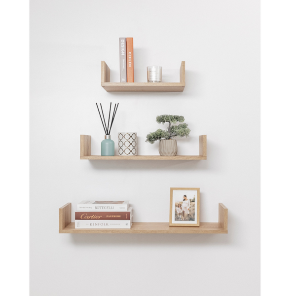 Oslo Three Piece Shelf Kit (Oak) Wall Shelves