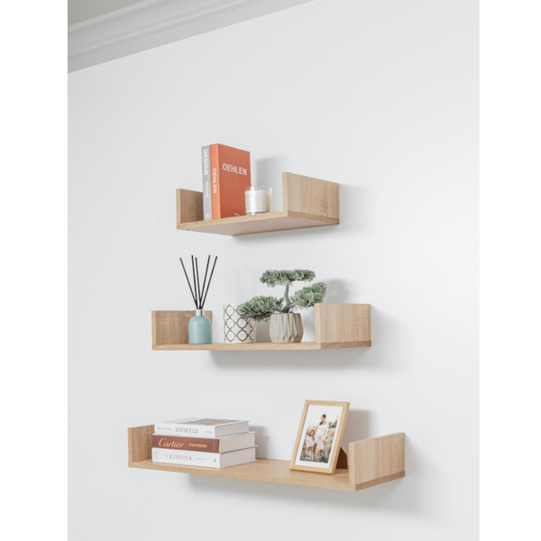 Oslo Three Piece Shelf Kit (Oak) Wall Shelves