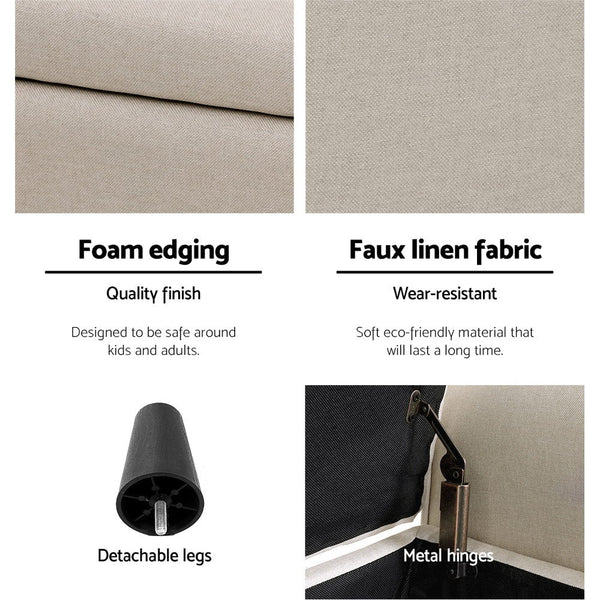 Artiss Storage Blanket Box Linen Fabric Arm Foot Stool Couch Chest Large Blanket Boxes