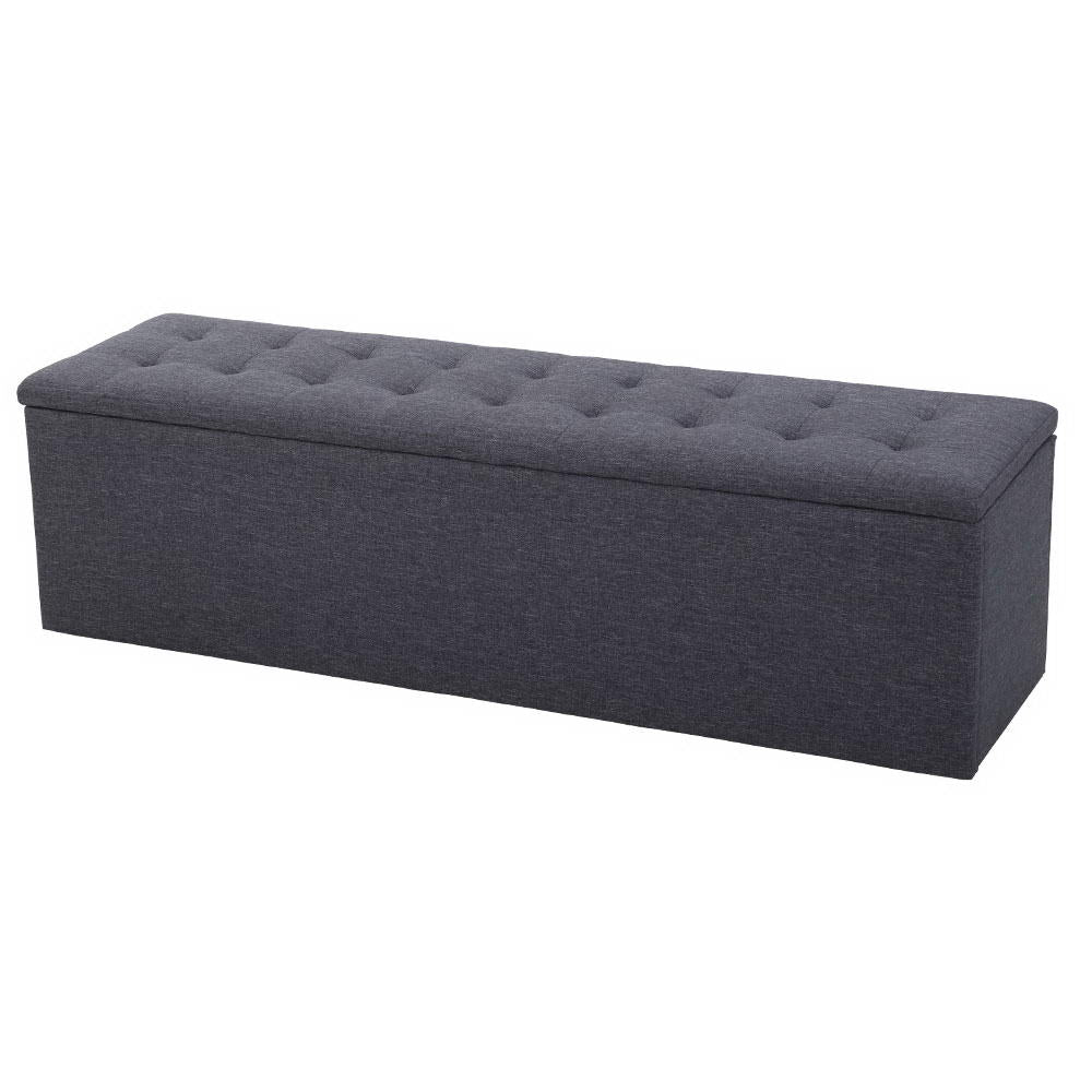 Artiss Storage Blanket Box Linen Foot Stool Rest Chest Couch Grey Ottomans Footstools & Poufs
