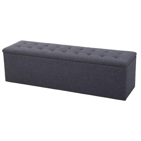 Artiss Storage Blanket Box Linen Foot Stool Rest Chest Couch Grey Ottomans Footstools & Poufs