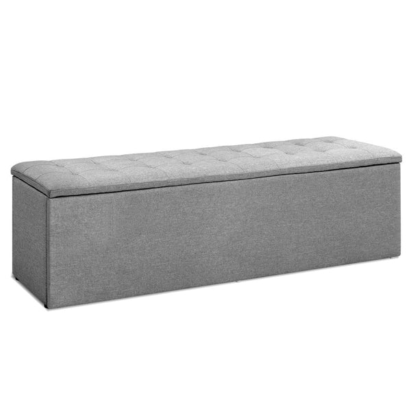 Artiss Storage Blanket Box Grey Large Fabric Rest Chest Toy Foot Stool Ottomans Footstools & Poufs