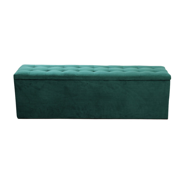 Artiss Storage Blanket Box Velvet Foot Stool Rest Chest Couch Green Ottomans Footstools & Poufs