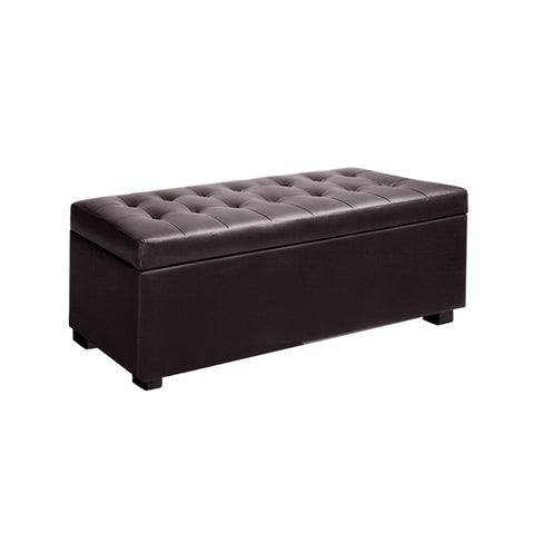 Artiss Storage Ottoman Blanket Box Footstool Leather Stool Chest Toy Brown