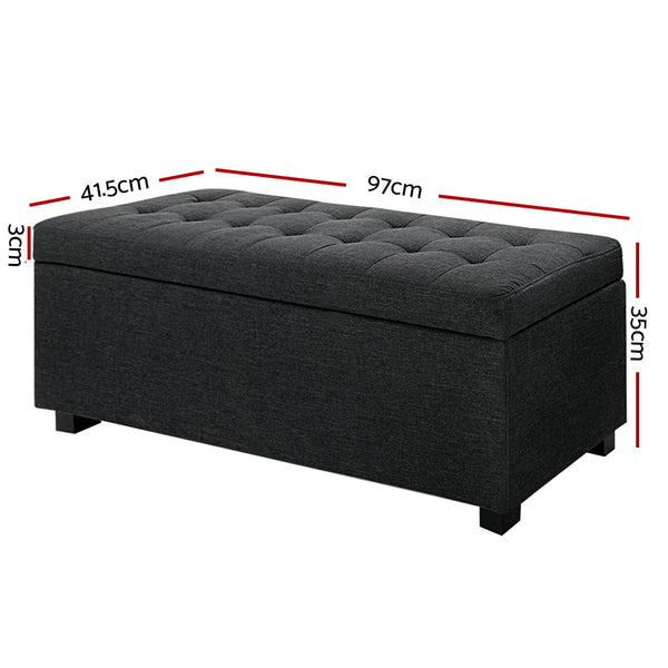 Artiss Premium Storage Charcoal Ottomans Footstools & Poufs
