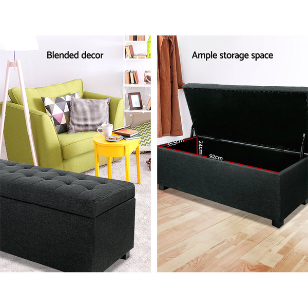 Artiss Premium Storage Charcoal Ottomans Footstools & Poufs