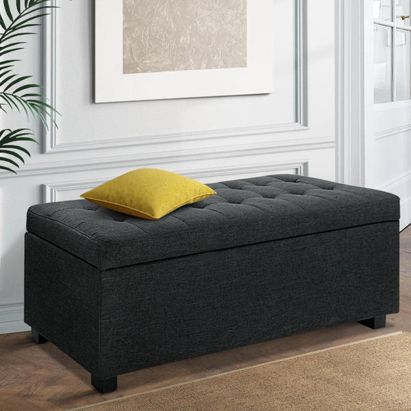Artiss Premium Storage Charcoal Ottomans Footstools & Poufs