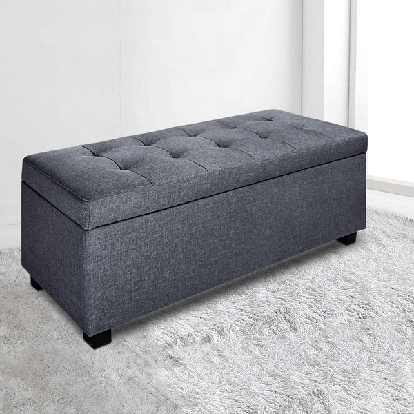 Artiss Large Fabric Storage Grey Ottomans Footstools & Poufs