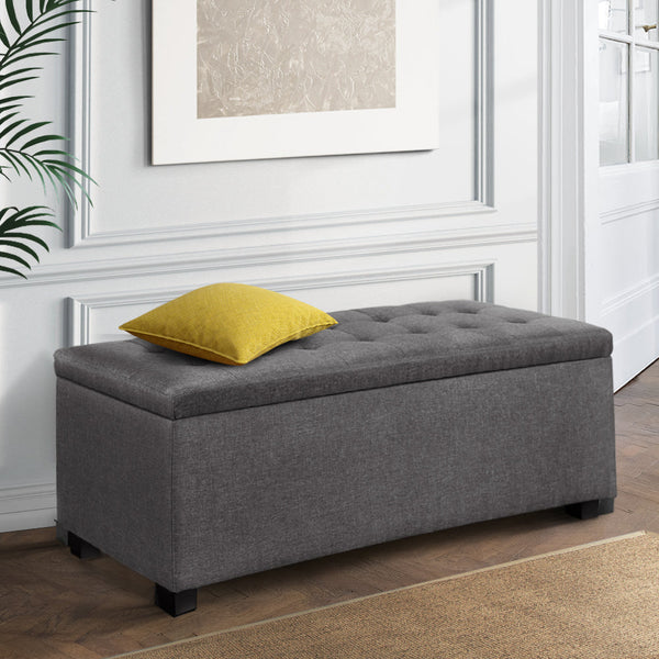 Artiss Large Fabric Storage Grey Ottomans Footstools & Poufs