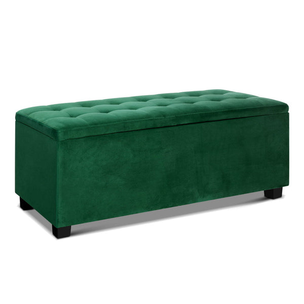 Artiss Storage Blanket Box Velvet Footstool Rest Chest Couch Toy Green Blanket Boxes