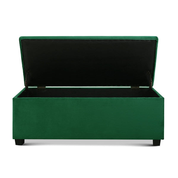 Artiss Storage Blanket Box Velvet Footstool Rest Chest Couch Toy Green Blanket Boxes