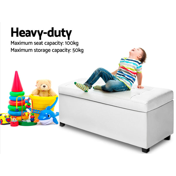 Artiss Storage Blanket Box Footstool Leather Stool Chest Toy Large Ottomans Footstools & Poufs