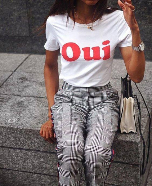 Oui French White T Shirt For Women