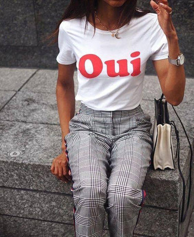 Oui French White T Shirt For Women Tops