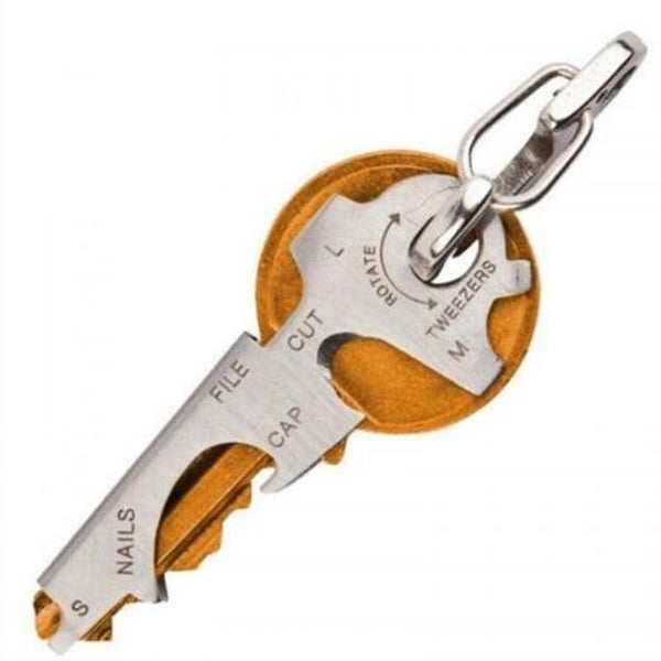 Outdoor 7 In1 Keychain Multitool Steel Tool Gold
