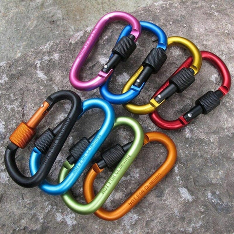 Outdoor Aluminum Carabiner D Ring Key Chain Clip Hook Buckle Black