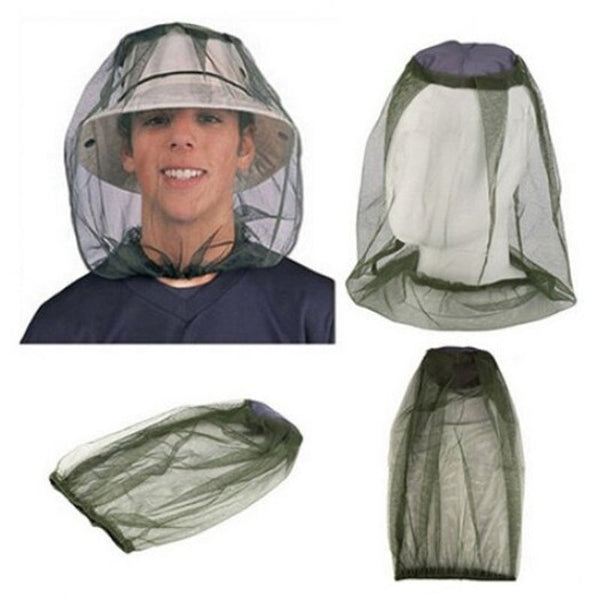 Outdoor Anti Bee Breathable Mesh Face Cover Hat Army Green Hats