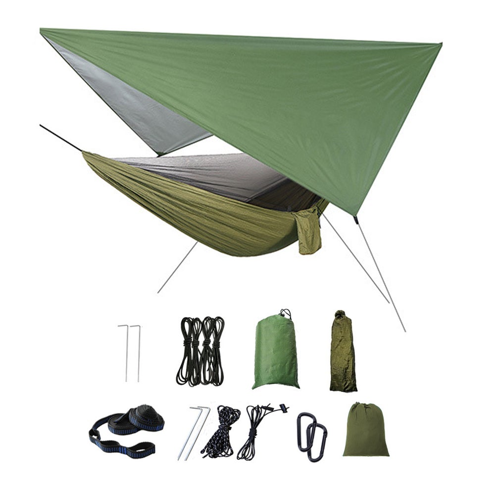 Outdoor Camping Hammock With Rain Fly Tarp Mosquito Net And Tree Straps Hammocks
