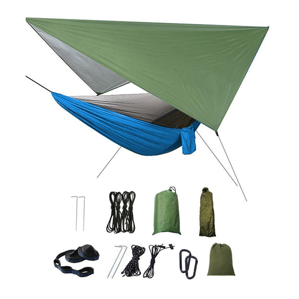 Outdoor Camping Hammock With Rain Fly Tarp Mosquito Net And Tree Straps Hammocks