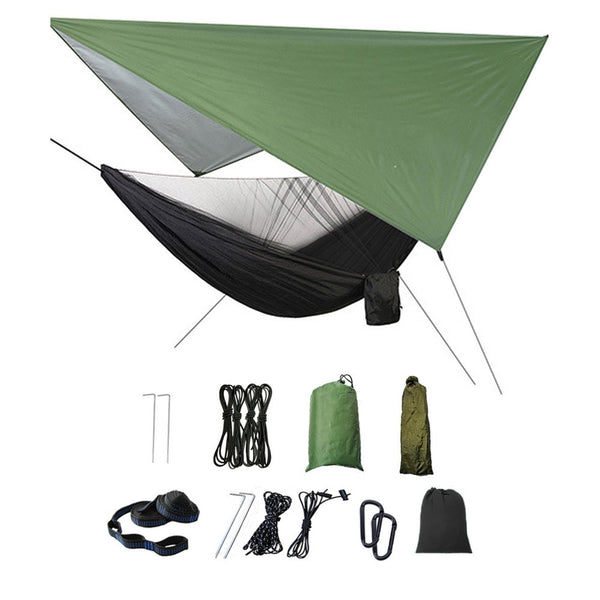 Outdoor Camping Hammock With Rain Fly Tarp Mosquito Net And Tree Straps Hammocks