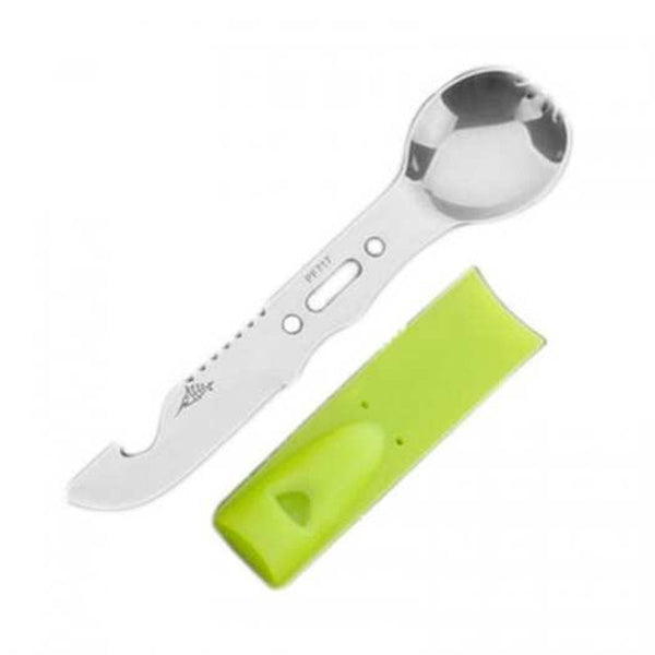 Outdoor Camping Picnic Titanium Spoon Tableware Stainless Knife Fork Whistle Silver Multi Tools