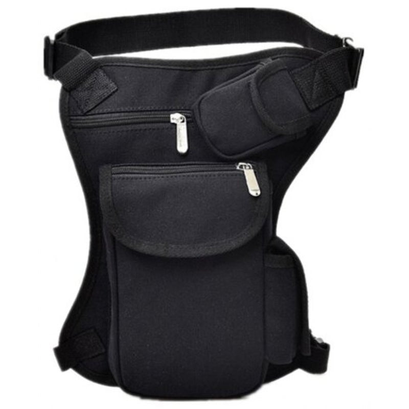 Outdoor Canvas Drop Waist Leg Bags Pack Motorcycle Riding Hiking Black