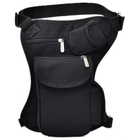 Outdoor Canvas Drop Waist Leg Pack Motorcycle Riding Hiking Black Bags